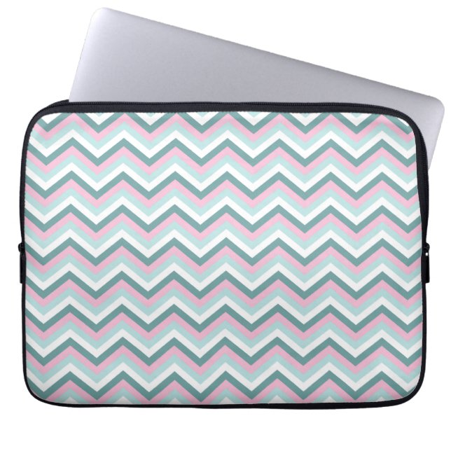 Ocean Mist Chevron Mönster Laptop Sleeve (Framsidan)