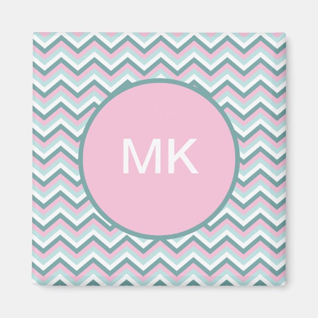 Ocean Mist Chevron Mönster Magnet (Framsidan)