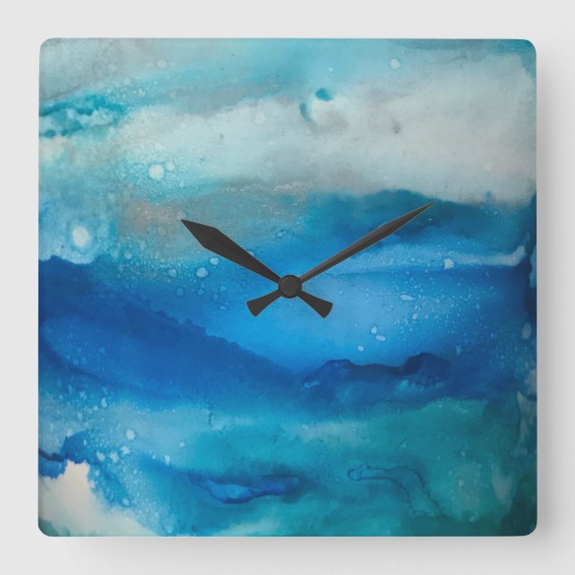 Ocean Moods Clock Fyrkantig Klocka (Framsida)