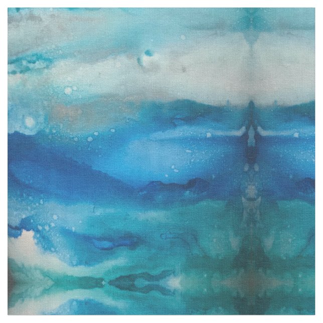 Ocean Moods Fabric | Stil #4 | Blå persika Tyg (Närbild)