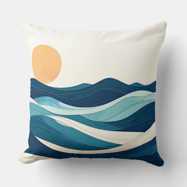 ocean mug, waves design, minimalist mug, coastal l kudde (Framsida)