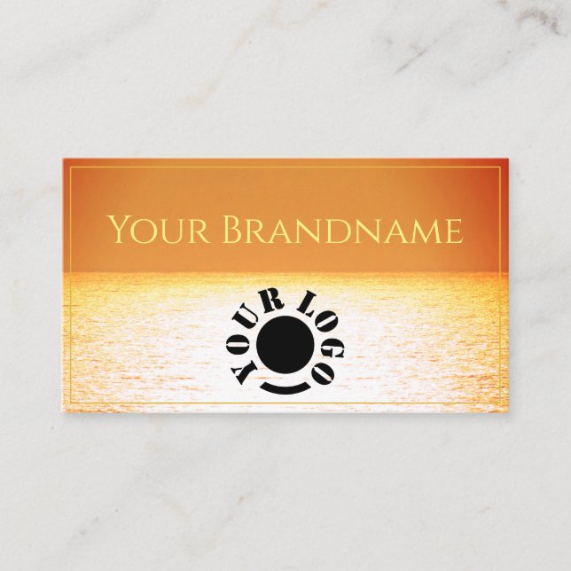 Ocean Orange Gult Ombre Sunset Anpassningsbar Logo Visitkort (Framsida)