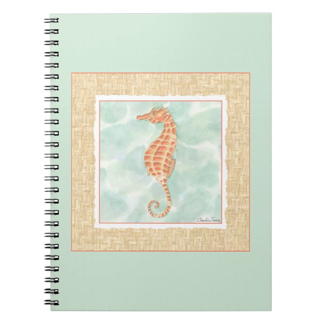 Ocean Orange Seahorse Anteckningsbok (Framsidan)