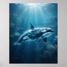 Ocean Orca Arktisk Blå Djup Poster