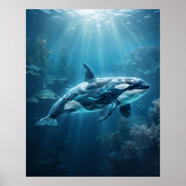 Ocean Orca Arktisk Blå Djup Poster (Framsidan)