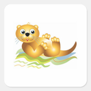 Ocean Otter Fyrkantigt Klistermärke