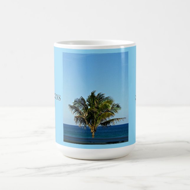 Ocean Palm Reflections | Family Name & Trip Year Kaffemugg (Center)