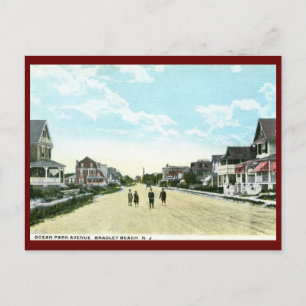 Ocean Park Ave, Bradley Beach, NJ Vintage Vykort