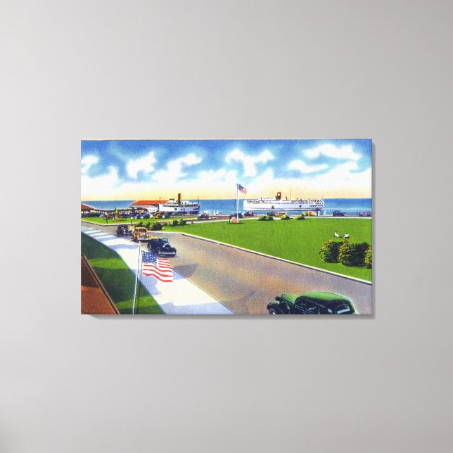 Ocean Park View of Boats Arriving at Harbour Canvastryck (Framsida)