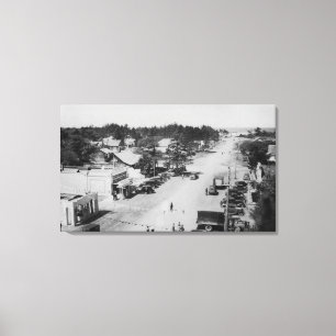 Ocean Park, WA - View of Beach, Old Cars Canvastryck