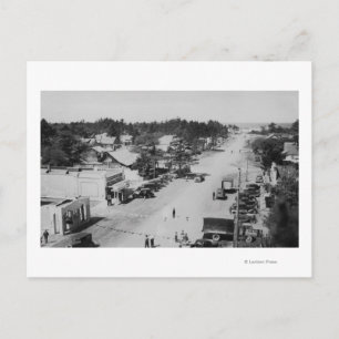 Ocean Park, WA - View of Beach, Old Cars Vykort