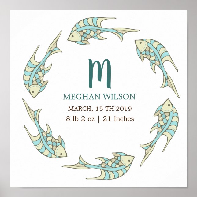 Ocean Pastel | Personlig Baby Birth Poster (Framsidan)