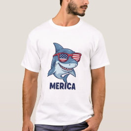 Ocean Patriot 'Merica Shark Fun Nautical Flag Art T Shirt