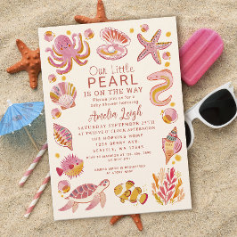 Ocean Pearl Havsdjur Rosa Flickbarnkalas Inbjudningar