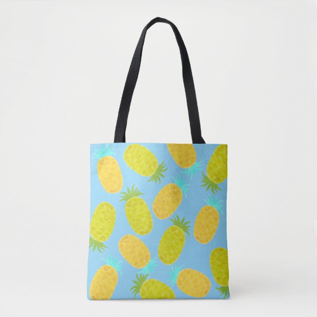 Ocean Pineapples Pattern Tote Bag Tygkasse (Framsida)