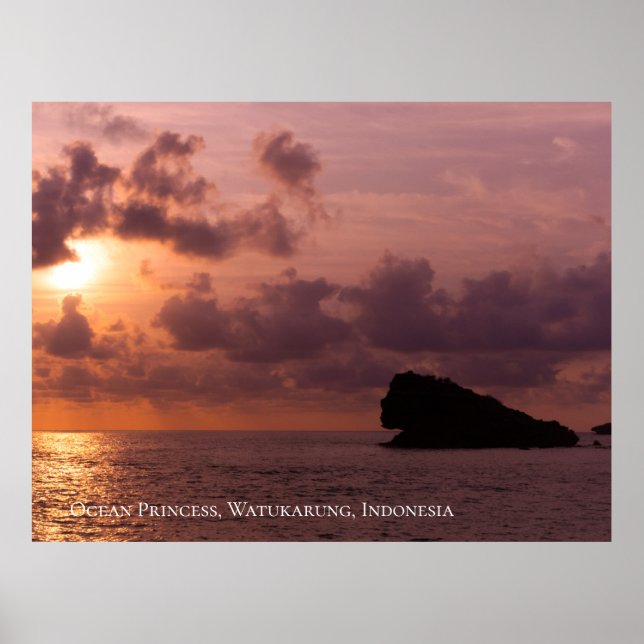 Ocean Princess Sten Sunset Himlar Twilight Poster (Framsidan)
