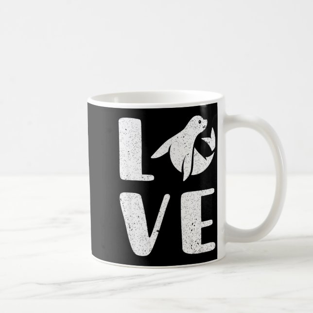 Ocean Puppy Seal Lover Valentines Day Gift Sea Lio Kaffemugg (Höger)
