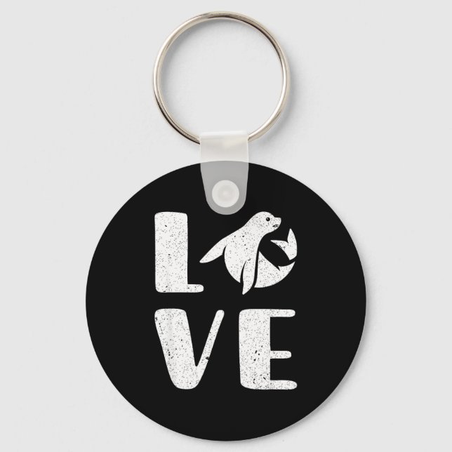 Ocean Puppy Seal Lover Valentines Day Gift Sea Lio Nyckelring (Framsida)