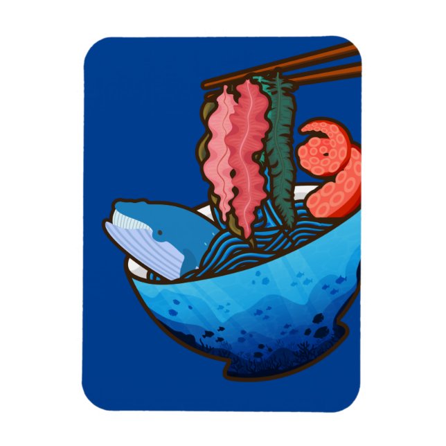 Ocean Ramen Tentacle Kelp Whale Food Natature Magnet (Vertikal)