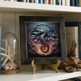 Ocean Reef & 3D Sjöhäst Falskt Metall Kakelplatta