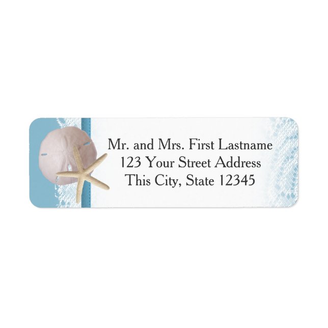Ocean Romantik Beach Theme Returadress Etikett (Framsidan)