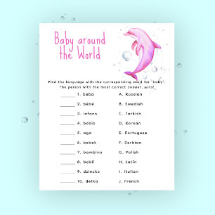 Ocean rosa Delphin - baby värld runt-vilt
