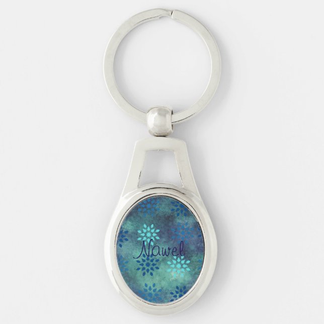 ’Ocean Royale’ Ovalt Silverfärgad Nyckelring (Framsidan)
