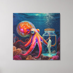 ’Ocean’s Silent Captive’ - Octopus Porträtt Canvastryck