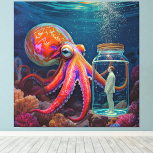 ’Ocean’s Silent Captive’ - Octopus Porträtt Canvastryck