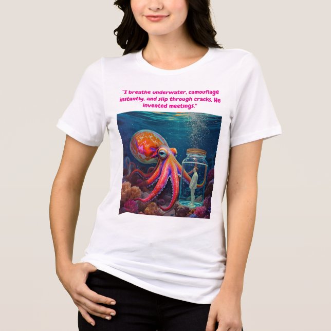 ’Ocean’s Silent Captive’ - Octopus Porträtt T Shirt (Framsida)