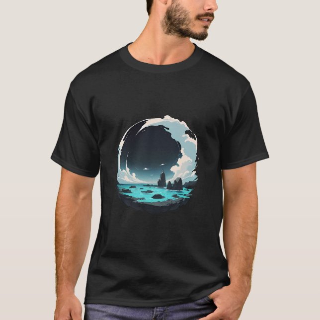 Ocean Scene i en cirkel T Shirt (Framsida)