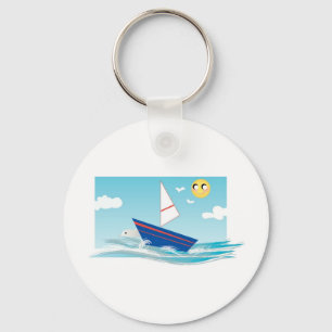 Ocean Scene med segelbåt Nyckelring