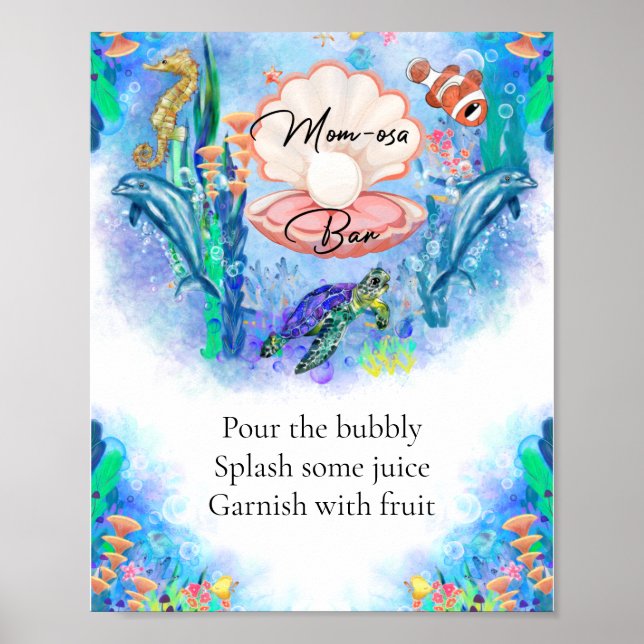 Ocean Sea Animals Momosa Pub Drink Sign Poster (Framsidan)