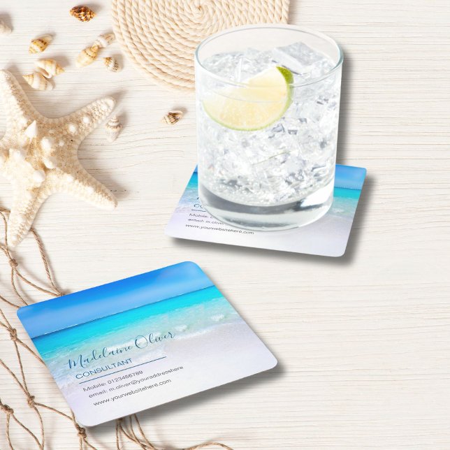 Ocean Sea Business Contact Blue Underlägg Papper Kvadrat (Skapare uppladdad)