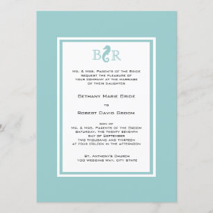 Ocean Sea horse Monogram Bröllop Inbjudningar