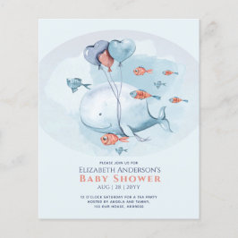 Ocean Sea Life BABY SHOWER Blue Whale Flygblad