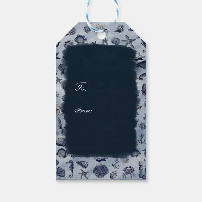 Ocean Sea Life Nautical Seashells Beach Elegant Presentetikett (Framsidan)