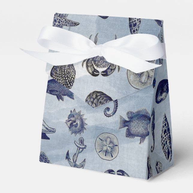 Ocean Sea Life Nautical Seashells Beach Wedand Presentaskar (Framsidan Sidan)