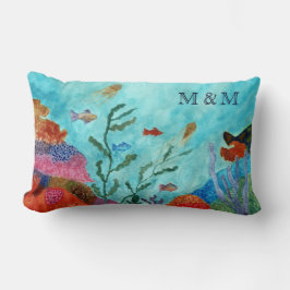 Ocean Sea Life Underwater Coral Reef Monogram Lumbarkudde