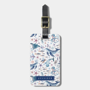Ocean Sea Life Whale Luggage Tag Bagagebricka