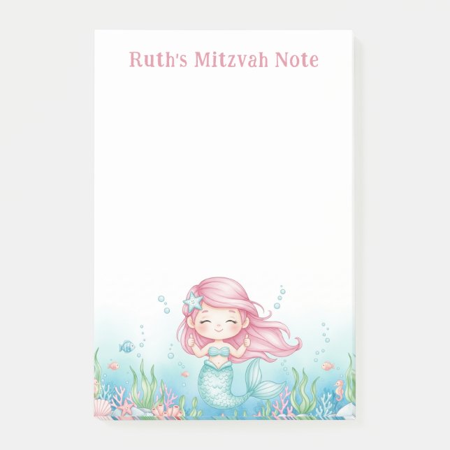 Ocean Sea Underwater Sjöjungfru Personlig Mitzvah Post-it Block (Framsida)