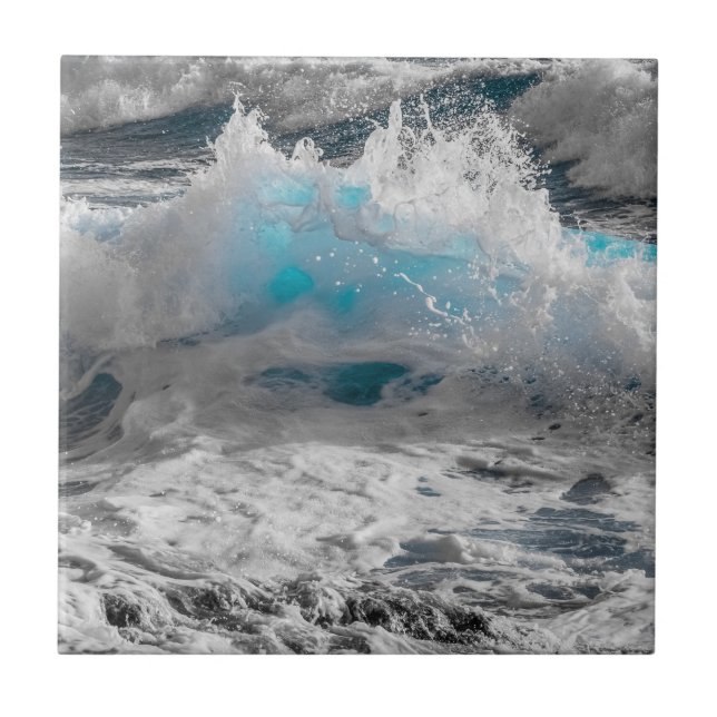Ocean Sea Wave Ceramic Photo Tile Kakelplatta (Framsidan)