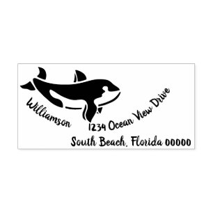 Ocean Sea Whale Island Beach Returadress Självfärgande Stämpel