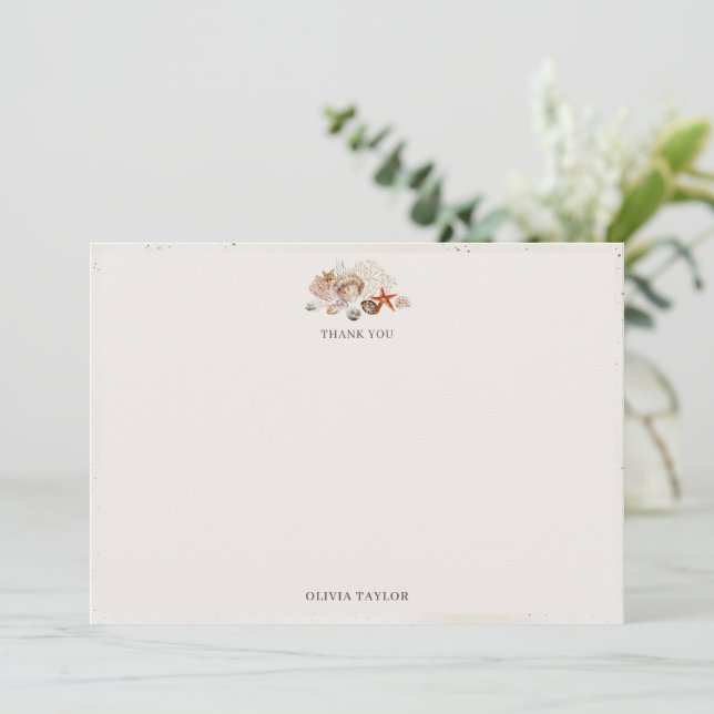Ocean Seashells Beach Boho Coastal Bridal Shower Tack Kort (Stående Fram)