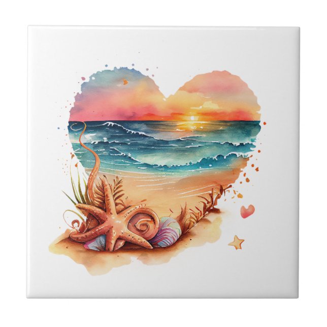 Ocean Seashells Beach Kitchen Bathroom Kakelplatta (Framsidan)