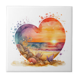 Ocean Seashells Beach Sunset Kitchen Bathroom Kakelplatta