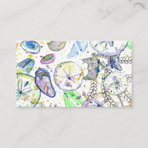 Ocean Seashells Sand Dollars Watercolor Visitkort