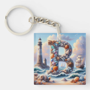 Ocean Seashore fyr Sailboat Monogram B