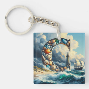 Ocean Seashore fyr Sailboat Monogram C