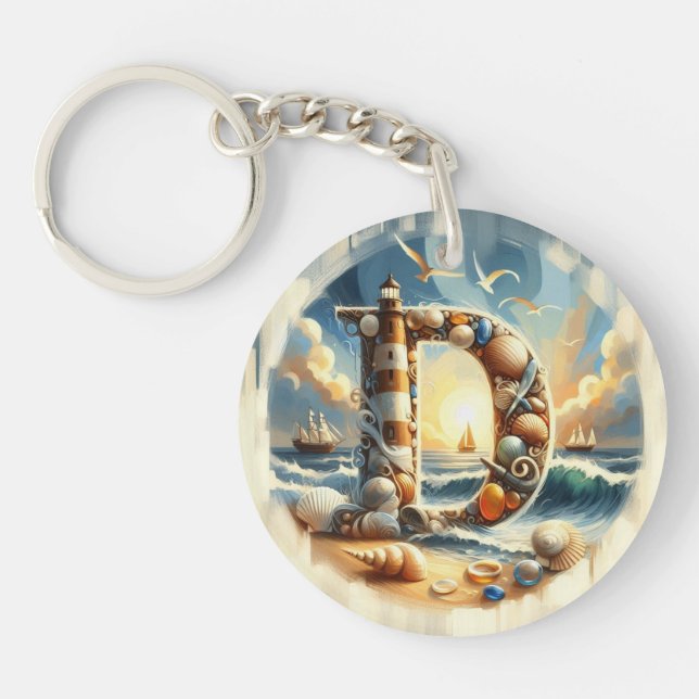 Ocean Seashore fyr Sailboat Monogram D (Framsidan)